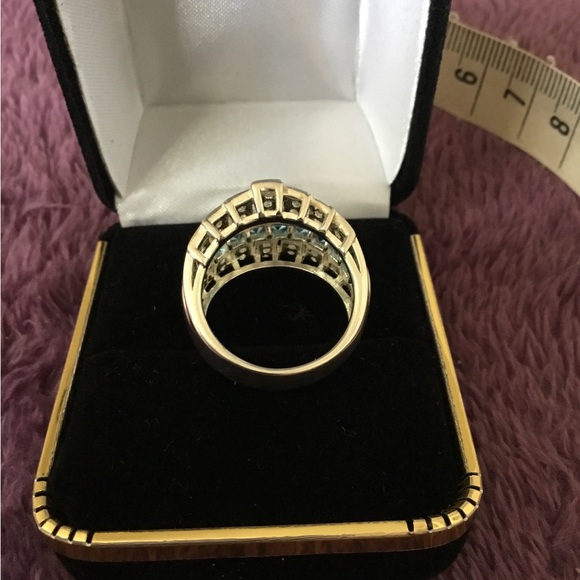 BRAND NEW BOLD Natural Diamond & Blue Sapphires Band Ring-7 - Picture 3 of 16